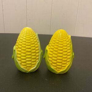 Ceramic Corn Ears on the Cob Salt and Pepper Shaker Set Vintage Nebraska Huskers